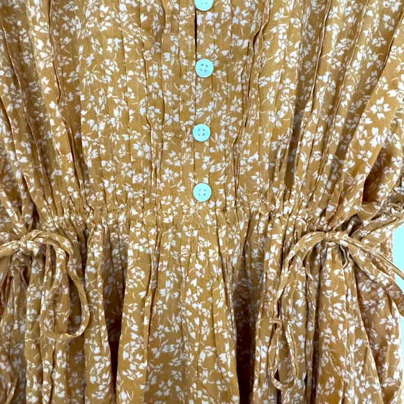 Free People - One Fine Day Mini Floral Dress in Tan Brown - Size M - Picture 11 of 12